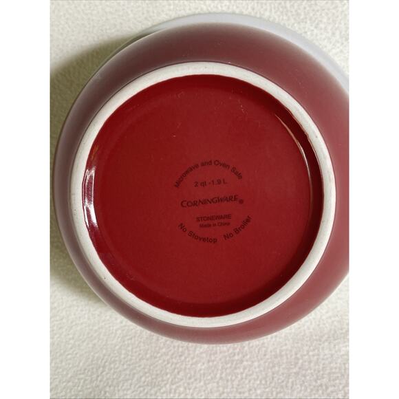 Corningware Coordinates Mixing Bowl 2 Qt Cajun Red Nesting Stoneware - Picture 3 of 6